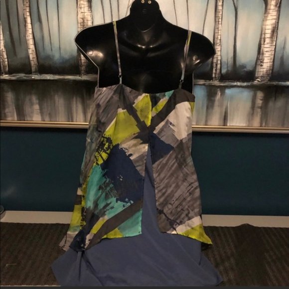 NWT Glam 100% silk geo print Dress Size Small - Picture 2 of 5